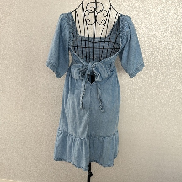Venus Smocked Denim Mini Dress Size S - Picture 3 of 3